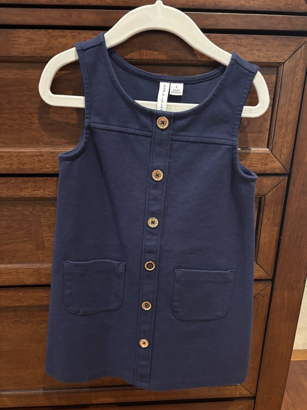 Janie and Jack Navy Button-Front Sleeveless Dress